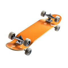 Naklejka premium Vibrant orange skateboard angled for motion isolated on transparent background