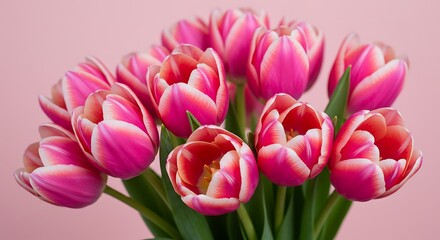 Naklejka premium Close-Up of Pink Tulips in Bloom on Soft Background 