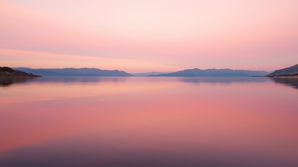 Obraz premium Serene Lake Landscape - Pastel Horizon Image for Meditation Backgrounds, Website Headers