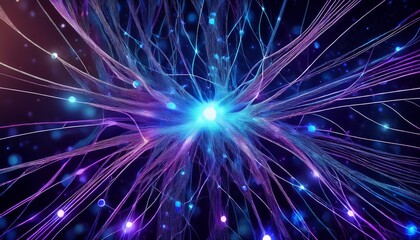 Abstraktes neuronales Netzwerk mit leuchtenden Synapsen