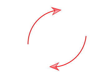 Red arrow rotating in a circular motion on a transparent background
