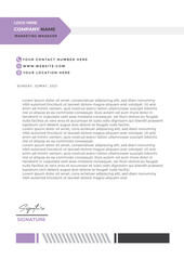 Modern corporate letterhead template black white lavender color vector illustration design
