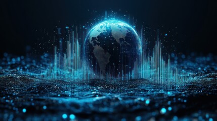 Global data visualization, digital earth, futuristic technology