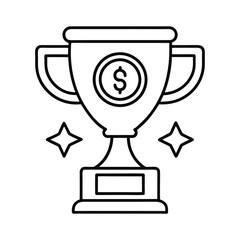 trophy cup icon line art vector silhouette