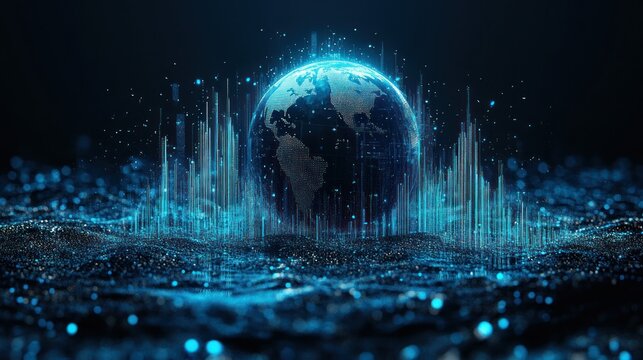 Global data visualization, digital earth, futuristic technology