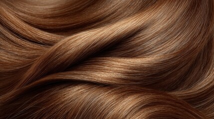 Fototapeta premium Silky chestnut brown hair texture with gold highlights and luxurious detail