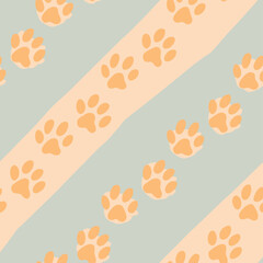 dog paws brown small print pattern vector illustration 