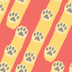 dog paws brown small print pattern vector illustration 