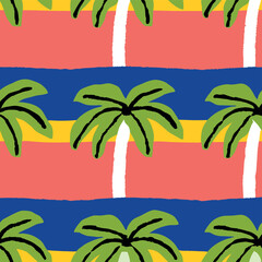 palm stripe repeat seamless pattern vector illustration 