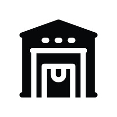 warehouse glyph icon. Strong and solid vector icon for websites, mobile interfaces, presentations, and visual branding. High quality and easy to edit.