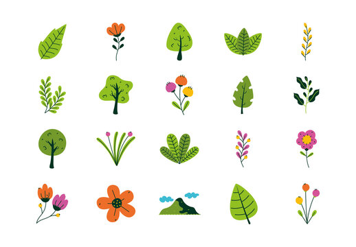 Green Nature Plants Leaves Trees Forest Illustration