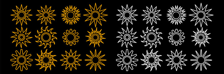 Collection of Sun Symbols – Vector Illustration