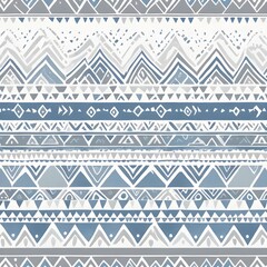 Seamless Tribal Pattern in Blue and Gray