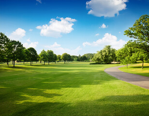 Fototapeta premium summer park with blue sky