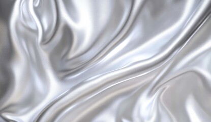 Obraz premium Smooth, flowing silver fabric drapes in elegant folds