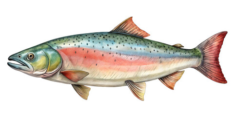 Obraz premium Watercolor painting of a Rainbow Trout, highly detailed and photorealistic style