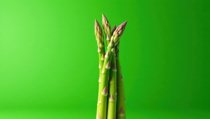 A vibrant bunch of fresh asparagus spears against a green backdrop , culinary, ingredient, bright