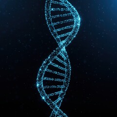 Glowing DNA double helix structure on white background
