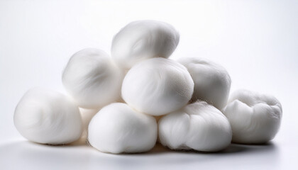 a pile of white cotton balls on a white background