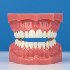 Obraz premium Dental jaw model with teeth displayed isolated on white background