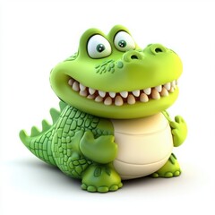 Fototapeta premium Cartoonish crocodile character smiling on a white background