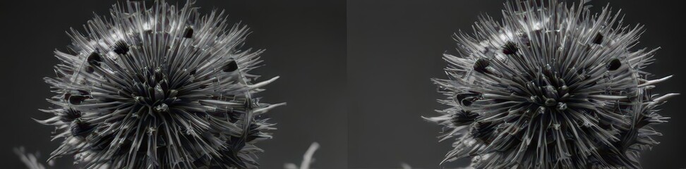 Close-up of dried thistle, intricate detail, monochrome , natural texture, macro, nature