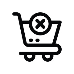 remove from cart line icon. Clean and minimalist vector icon for websites, mobile apps, presentations, and logos. Fully scalable and customizable for any project.