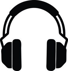 Simple Vector Illustration of Headphones Silhouette Design Isolated on White Background, Headphones Silhouette Vector, Audio Headset Icon, Music Device Illustration