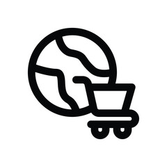 global shopping line icon. Clean and minimalist vector icon for websites, mobile apps, presentations, and logos. Fully scalable and customizable for any project.