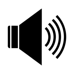 Speaker Icon with Sound Waves Labeled Volume Silhouette Illustration Isolated on White Background, Volume Icon Vector, Speaker Sound Silhouette, Audio Control Illustration