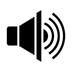 Speaker Icon with Sound Waves Labeled Volume Silhouette Illustration Isolated on White Background, Volume Icon Vector, Speaker Sound Silhouette, Audio Control Illustration