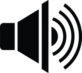 Speaker Icon with Sound Waves Labeled Volume Silhouette Illustration Isolated on White Background, Volume Icon Vector, Speaker Sound Silhouette, Audio Control Illustration