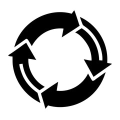 Vector Icon for Reload with Two Circular Arrows Silhouette Illustration Isolated on White Background, Reload Icon Vector, Circular Arrows Symbol, Refresh Loop Illustration