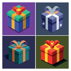 Gift Box with Colorful Ribbons and Sparkles, 3D Vector Design for Celebrations, Perfect for party invitations, birthday cards, and celebration designs