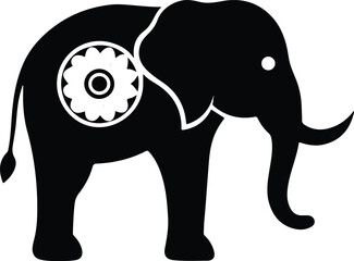 Mandala Elephant Illustration | Decorative Elephant Silhouette Filled with Detailed Ethnic Patterns and Spiritual Line Art for Wall Prints, T-Shirts, and Zentangle Coloring Pages