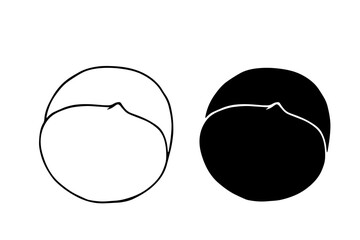 Line sketch, contour, silhouette of peach fruit. Vector graphics.