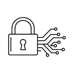 Digital Security and Data Protection. Cyber Security Lock with Circuit Board.
