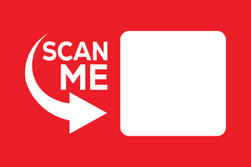 Minimalist red background with bold white left-curving arrow pointing to blank white rectangle. Clean sans-serif 