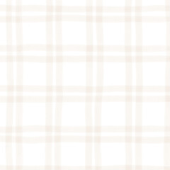 Fototapeta premium Brown Beige White Plaid Gingham Check Hand Drawn Background Pattern Overlay