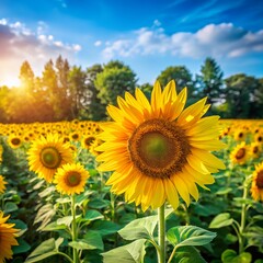 Obraz premium field of sunflowers/ beautiful sunflower, sunflowers,