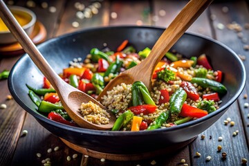 rice with vegetables and meat and stir pan