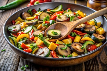vegetables in a pan stir, warm