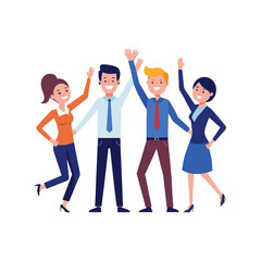Fototapeta premium Business team celebrating success group high five on transparent background
