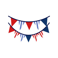Patriotic bunting decoration on transparent background