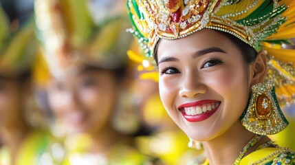 Fototapeta premium Burmese Beauty Dancer in traditional costume at a festival with Myanmar.