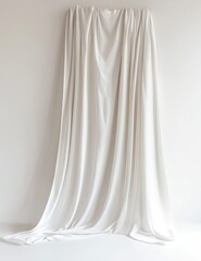 Pure white fabric draped, flowing gracefully
