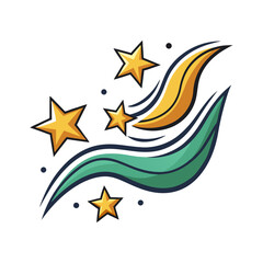 Stars in waving motion on transparent background