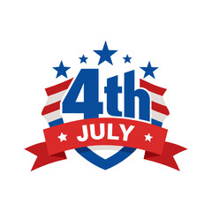 Banner with 4th of july text on transparent background