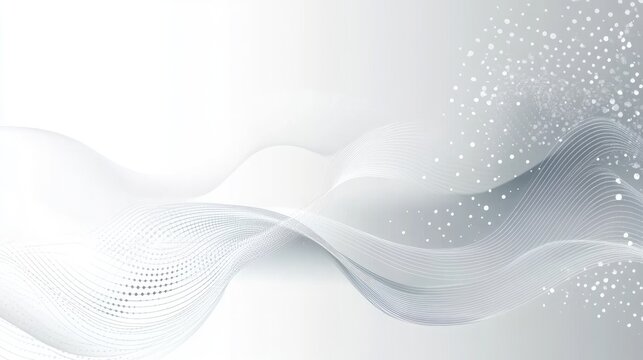 Silver Serenity Abstract Wave Background with Sparkles.