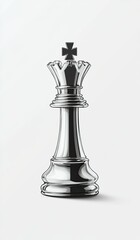 A chrome-finished chess piece, the king, set against a white background with no shadows or text